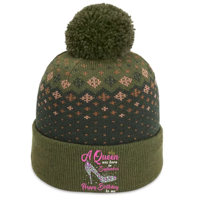 A Queens Are Born In September Birthday Gift The Baniff Cuffed Pom Beanie