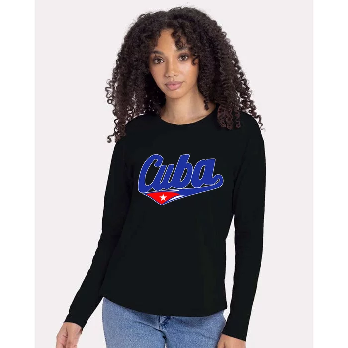 Asere Que Bola Cuban Havana Cuba Cuban Flag Baseball Womens Cotton Relaxed Long Sleeve T-Shirt