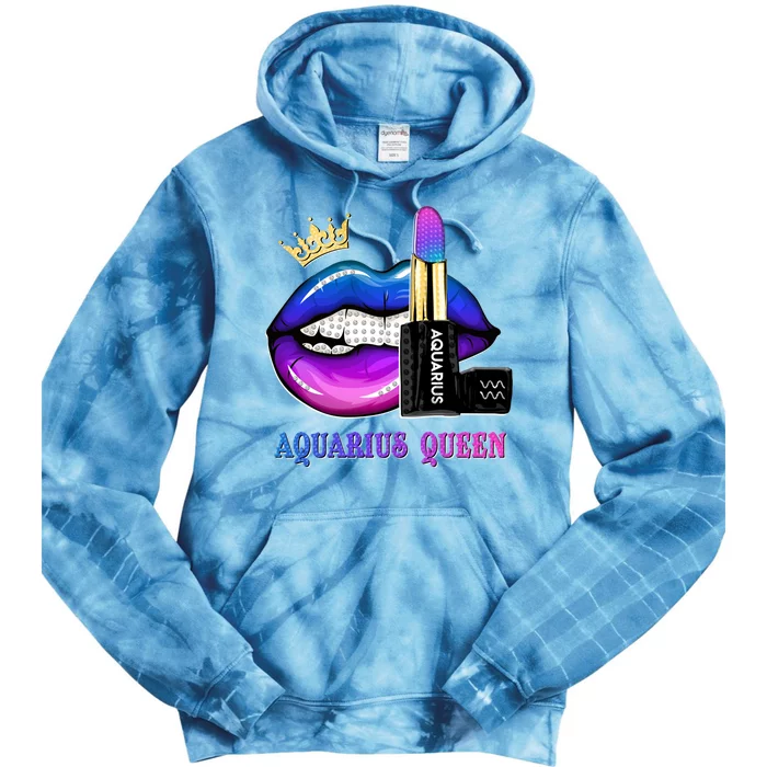 Aquarius Queen Biting Lips Funny February Birthday Funny Gift Tie Dye Hoodie