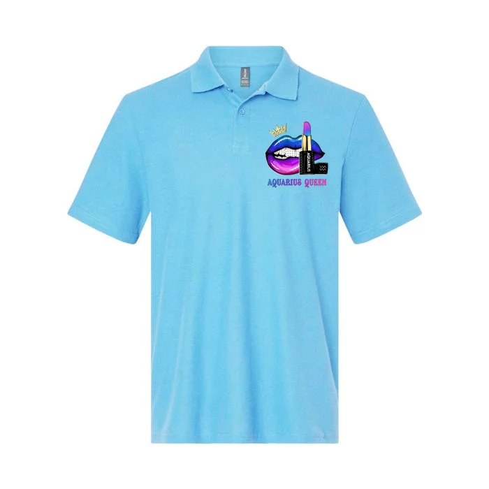 Aquarius Queen Biting Lips Funny February Birthday Funny Gift Softstyle Adult Sport Polo