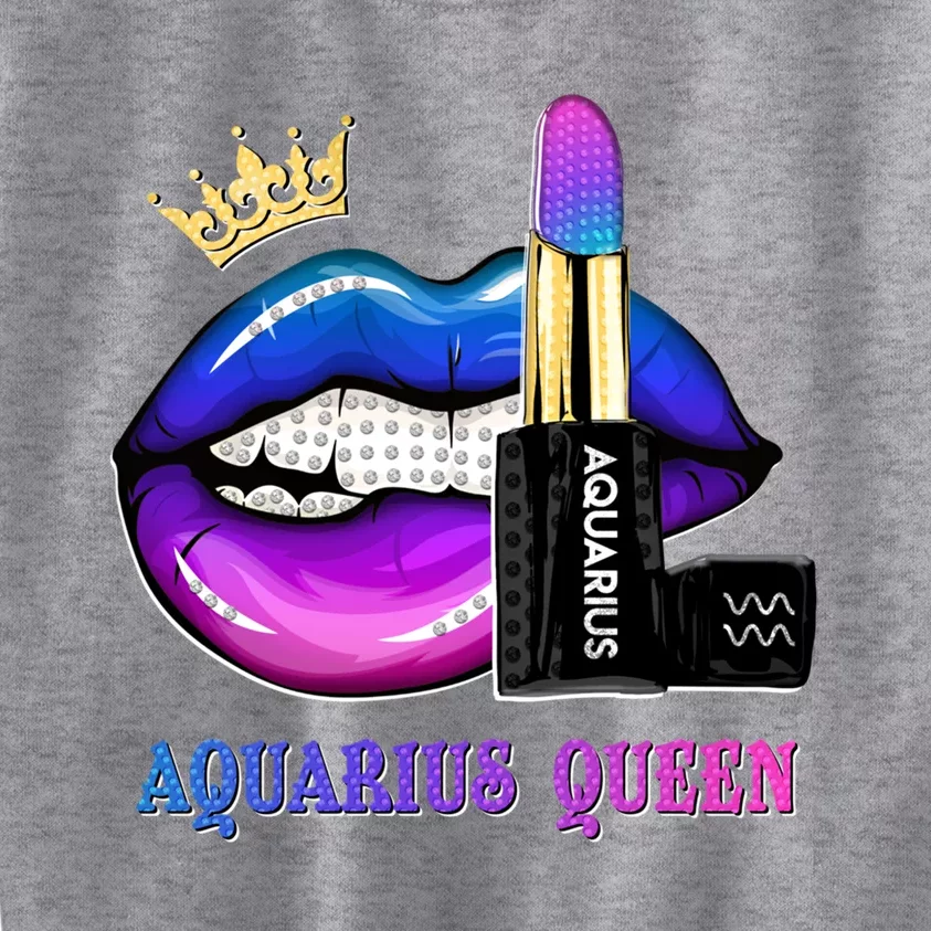 Aquarius Queen Biting Lips Funny February Birthday Funny Gift Kids Sweatshirt