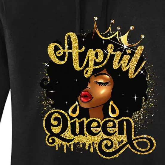 April Queen Birthday Afro African American Wo Women's Pullover Hoodie