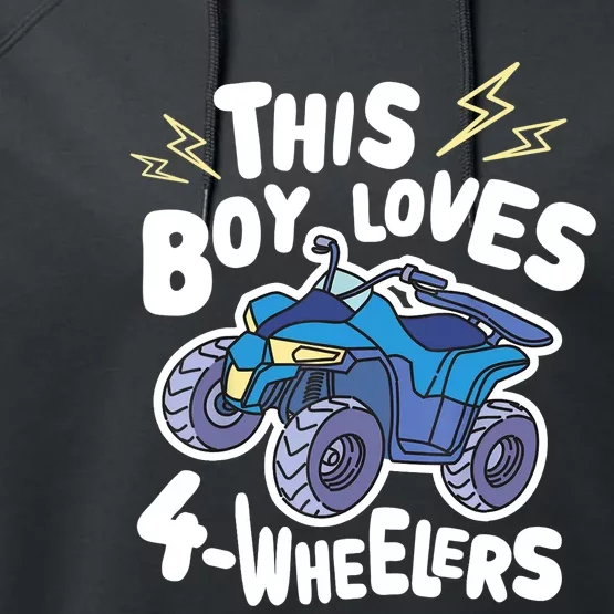 ATV Quad Biking Graphic - This Boy Loves 4 Wheelers Performance Fleece Hoodie