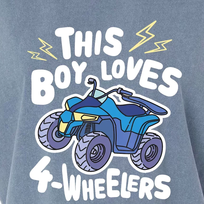 ATV Quad Biking Graphic - This Boy Loves 4 Wheelers Garment-Dyed Women's Muscle Tee