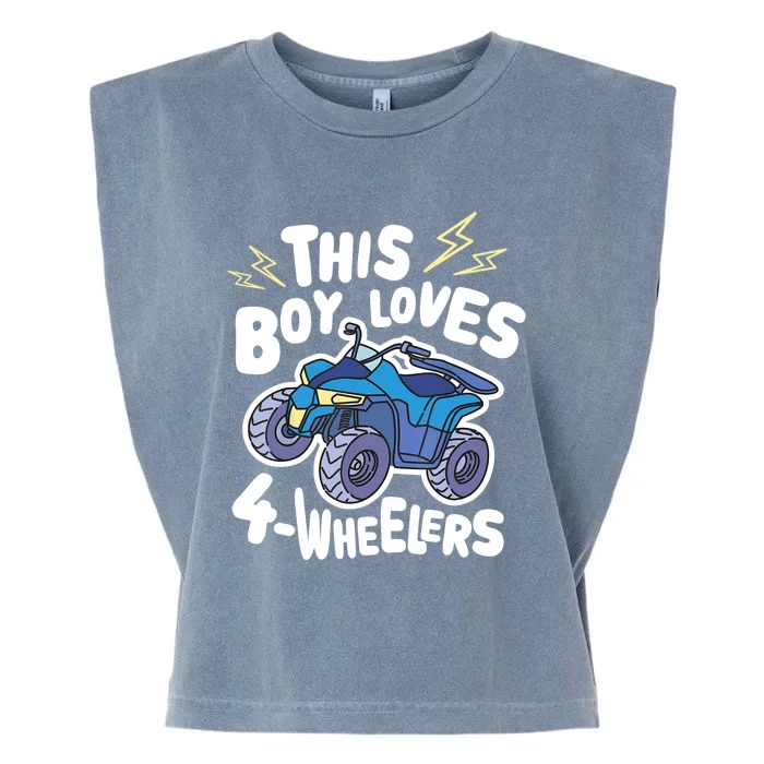 ATV Quad Biking Graphic - This Boy Loves 4 Wheelers Garment-Dyed Women's Muscle Tee