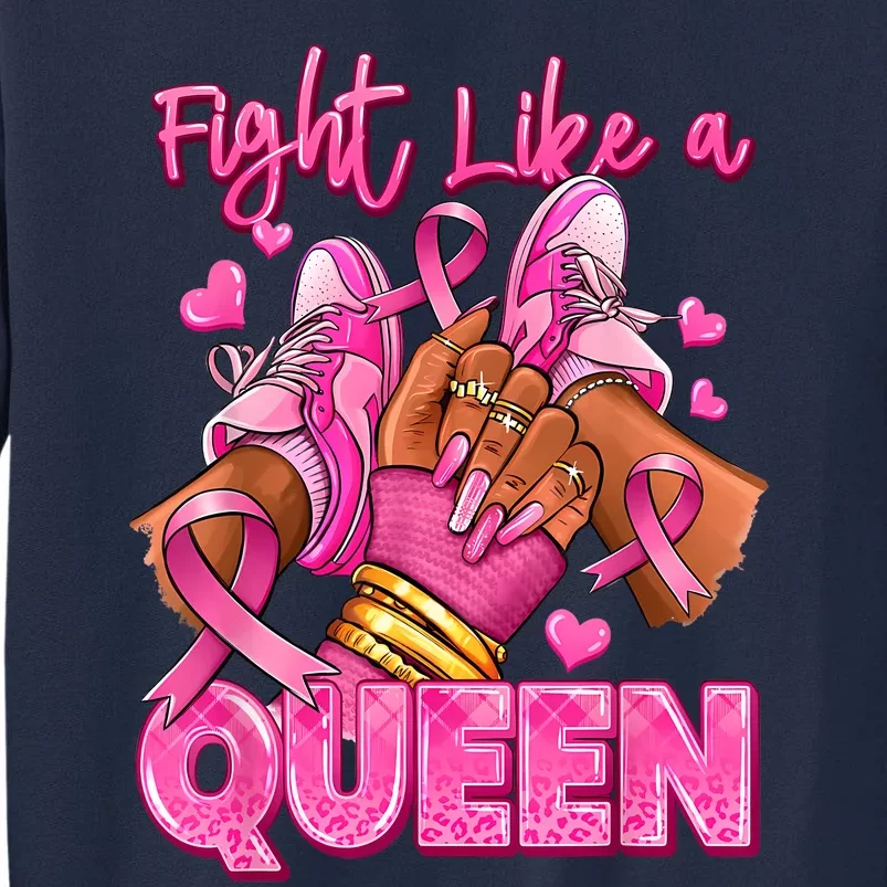 Afro Queen Black Women Breast Cancer Survivor Ribbon Tall Sweatshirt