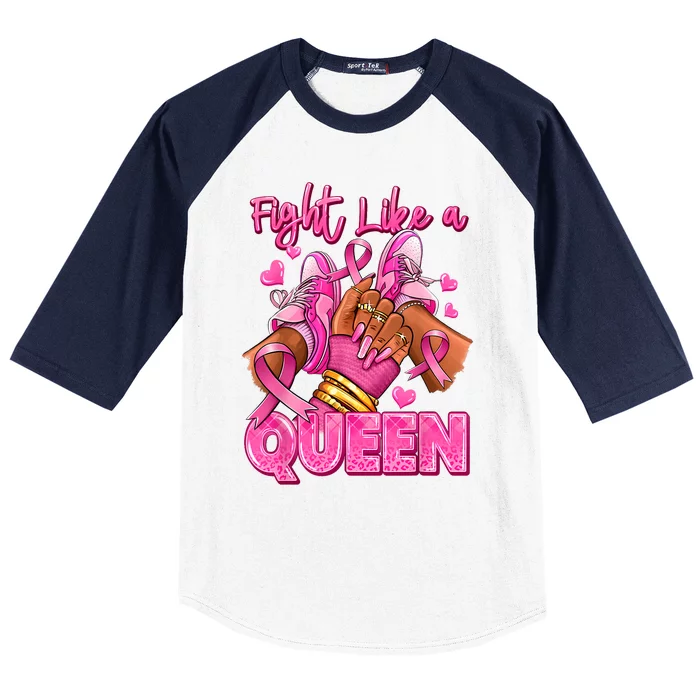 Afro Queen Black Women Breast Cancer Survivor Ribbon Baseball Sleeve Shirt