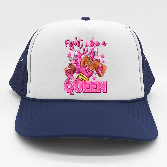 Afro Queen Black Women Breast Cancer Survivor Ribbon Trucker Hat