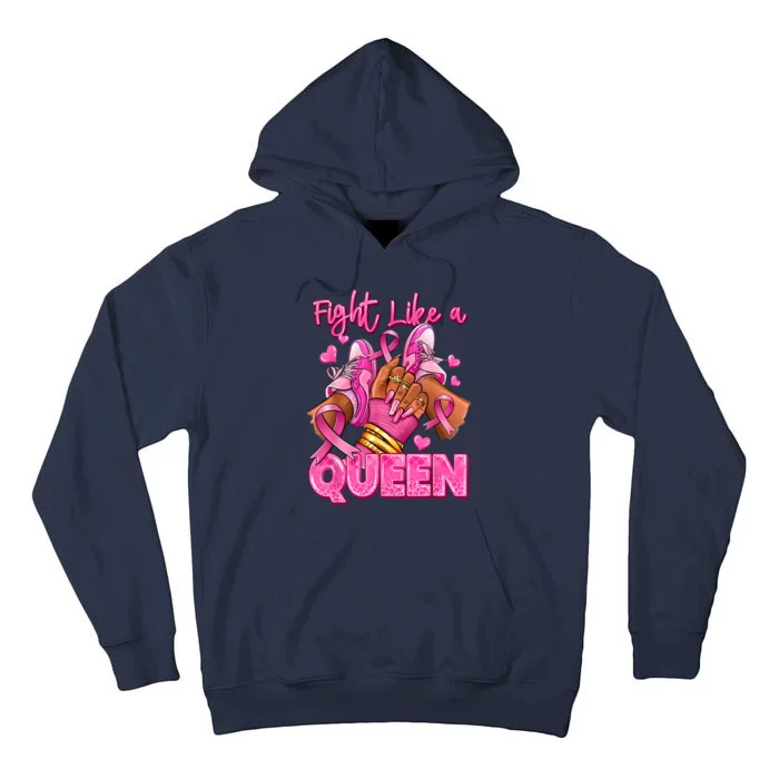 Afro Queen Black Women Breast Cancer Survivor Ribbon Tall Hoodie