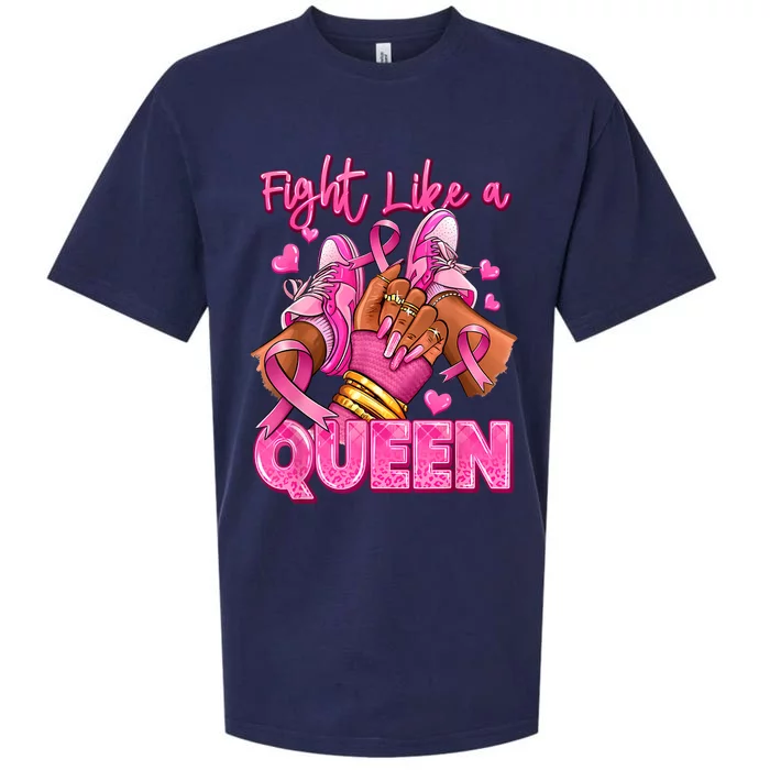 Afro Queen Black Women Breast Cancer Survivor Ribbon Sueded Cloud Jersey T-Shirt