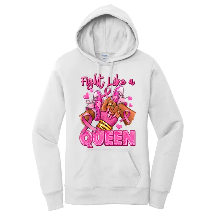 Afro Queen Black Women Breast Cancer Survivor Ribbon Women's Pullover Hoodie