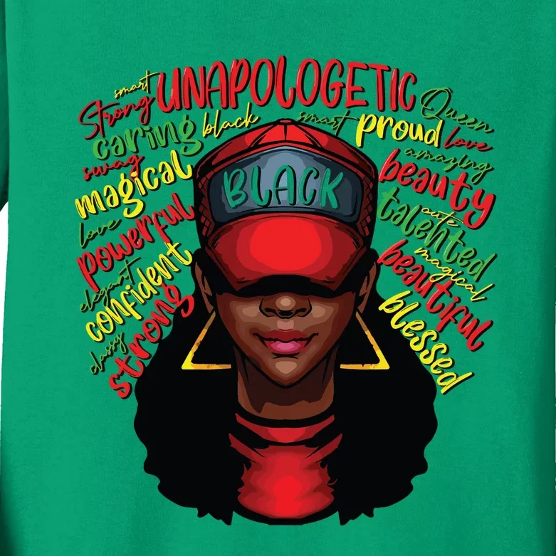 African Queen Black History Month African American Ladies Kids Long Sleeve Shirt