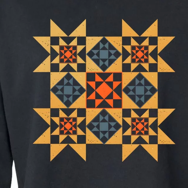 Autumn Quilt Block Cute Cropped Pullover Crew