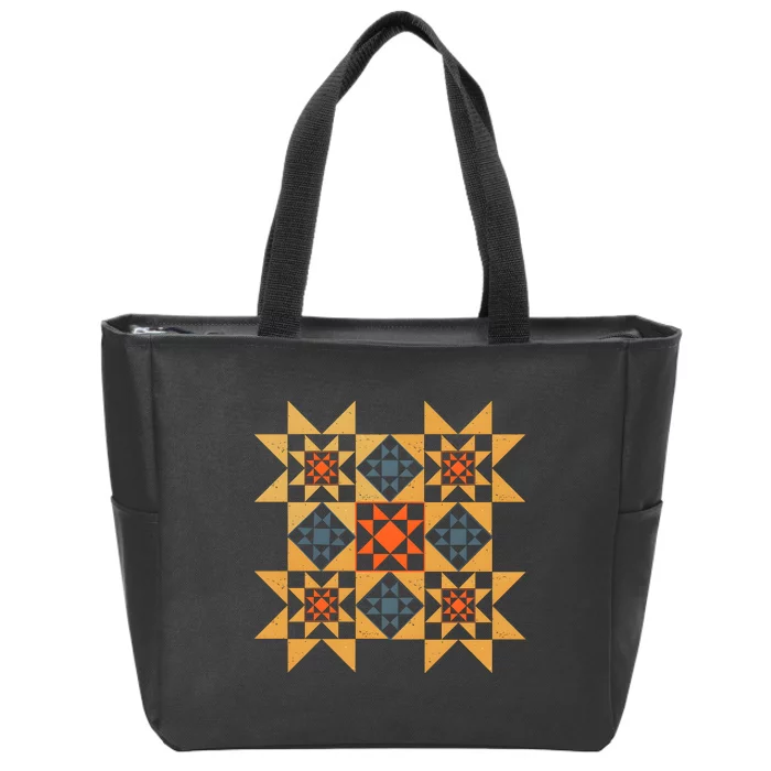 Autumn Quilt Block Cute Zip Tote Bag