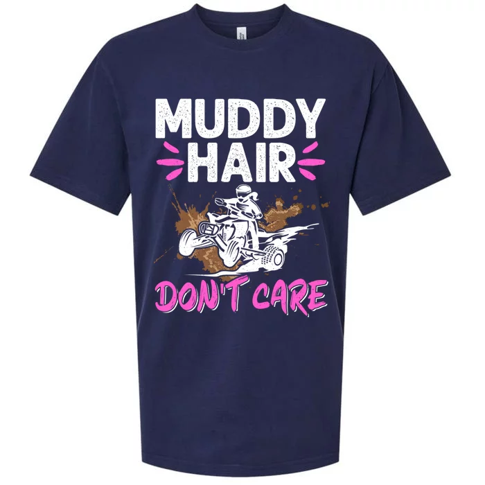 Atv Quad Biker Four Wheeler Vintage Muddy Hair Don't Care Gift Sueded Cloud Jersey T-Shirt