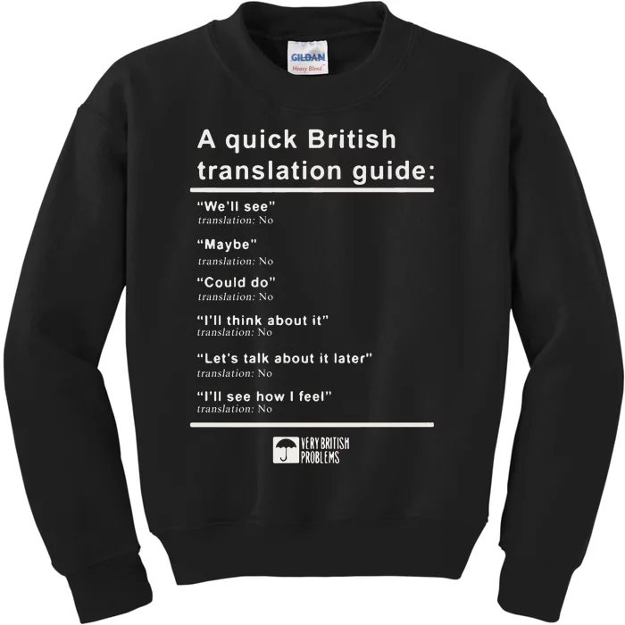 A Quick British Translations Guide Kids Sweatshirt