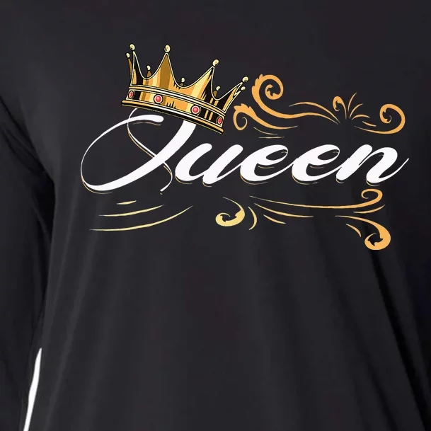 Awesome Queen Crown Crown Me Font Queen Cooling Performance Long Sleeve Crew