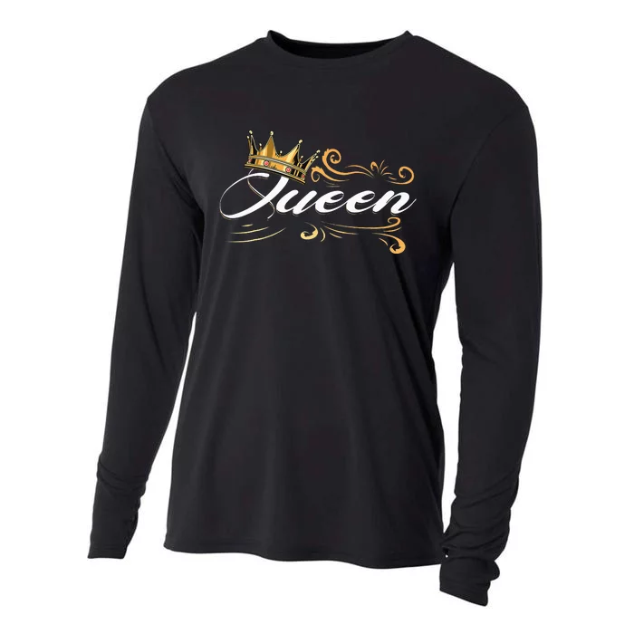 Awesome Queen Crown Crown Me Font Queen Cooling Performance Long Sleeve Crew