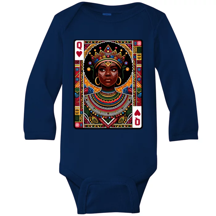 African Queen Card Melanin Black Pride Blm Juneteenth Baby Long Sleeve Bodysuit