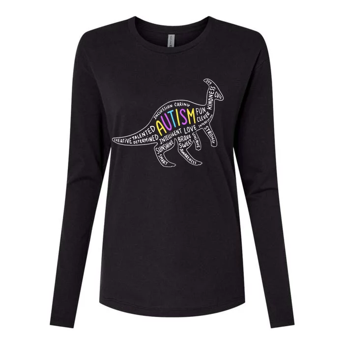 Autism Quotes Dinosaur Womens Cotton Relaxed Long Sleeve T-Shirt