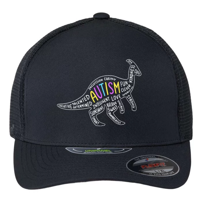 Autism Quotes Dinosaur Flexfit Unipanel Trucker Cap