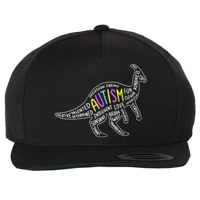 Autism Quotes Dinosaur Wool Snapback Cap