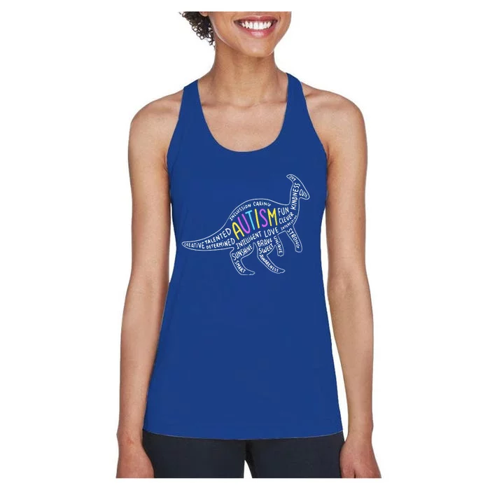 Autism Quotes Dinosaur Women's Racerback Tank