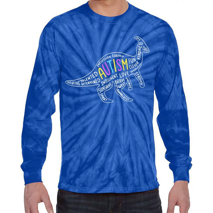 Autism Quotes Dinosaur Tie-Dye Long Sleeve Shirt