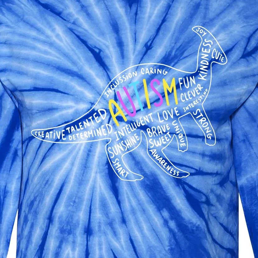 Autism Quotes Dinosaur Tie-Dye Long Sleeve Shirt