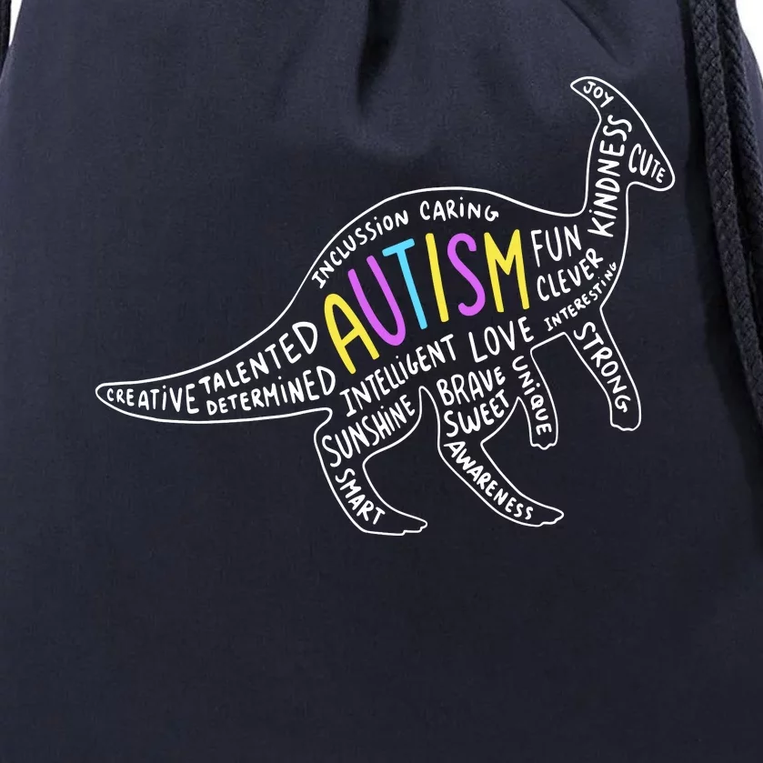 Autism Quotes Dinosaur Drawstring Bag