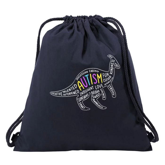 Autism Quotes Dinosaur Drawstring Bag