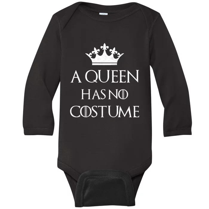 A Queen Has No Costume Funny Purim Queen Esther Costume Baby Long Sleeve Bodysuit