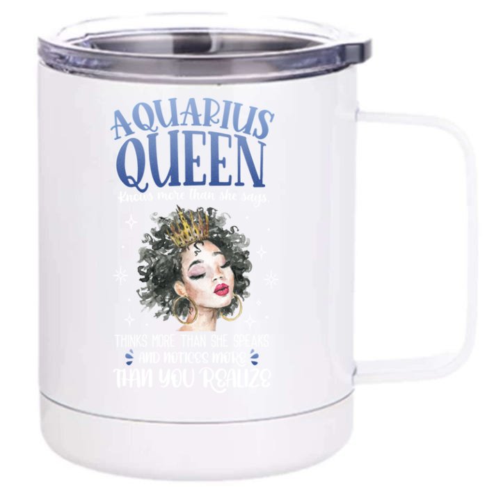 Aquarius Queen Knows More Than She Says Gift Front & Back 12oz Stainless Steel Tumbler Cup