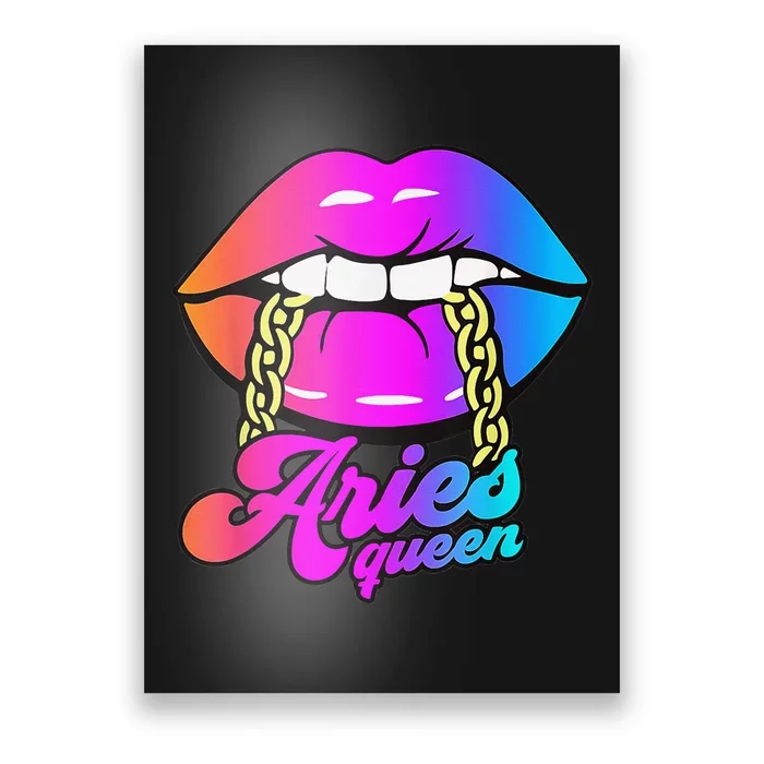 Aries Queen Lips Zodiac Horoscope Wo Birthday Poster