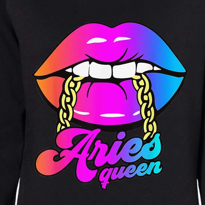 Aries Queen Lips Zodiac Horoscope Wo Birthday Womens California Wash Sweatshirt