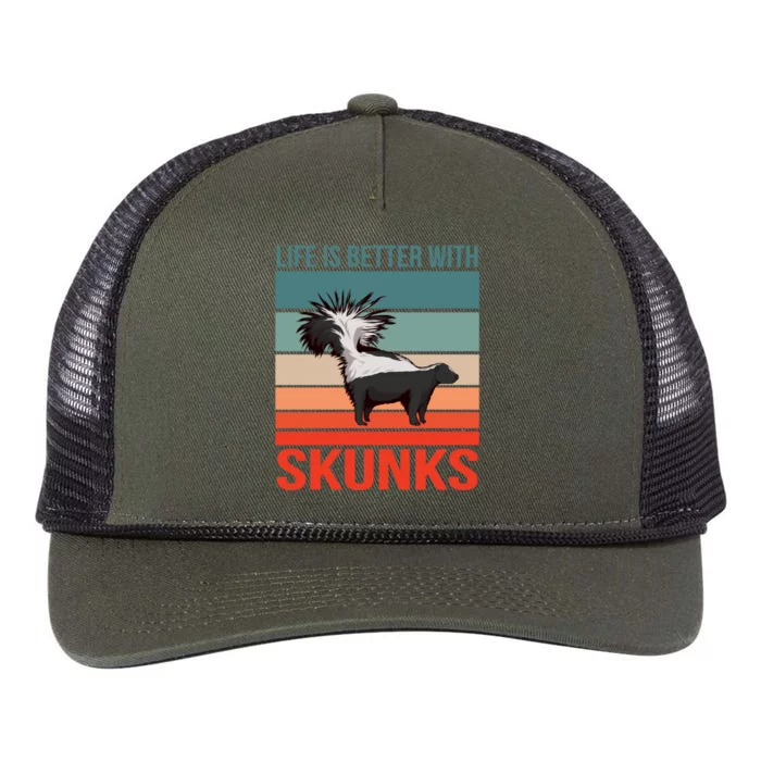 Animal Quote Life Is Better With Skunks Gift Retro Rope Trucker Hat Cap