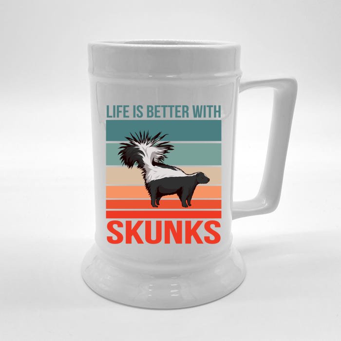 Animal Quote Life Is Better With Skunks Gift Front & Back Beer Stein