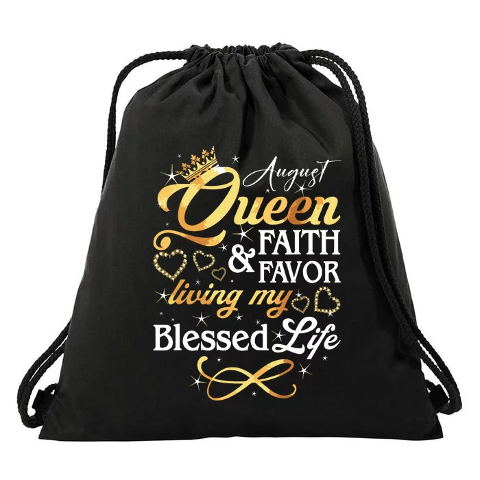 August Queen Living My Blessed Life Birthday Queen Crown Drawstring Bag