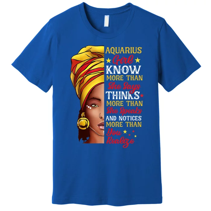 Aquarius Queen Melanin Afro Queen Black Zodiac Birthday Gift Premium T-Shirt