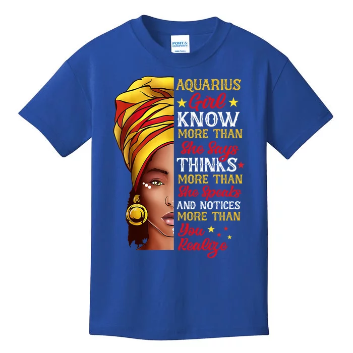 Aquarius Queen Melanin Afro Queen Black Zodiac Birthday Gift Kids T-Shirt