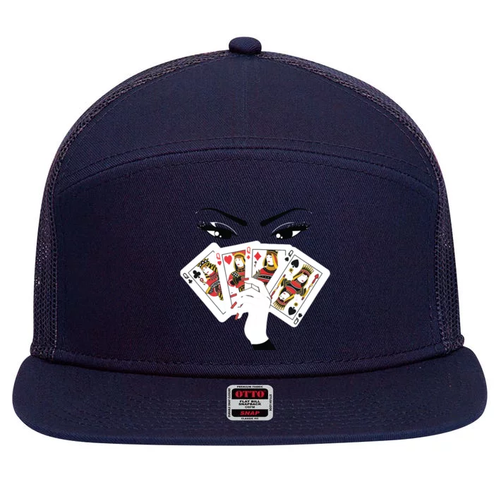 All Queens Playing Her Hand 7 Panel Mesh Trucker Snapback Hat