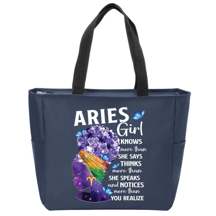 Aries Queen Sweet As Candy Birthday Gift For Black Women Zip Tote Bag