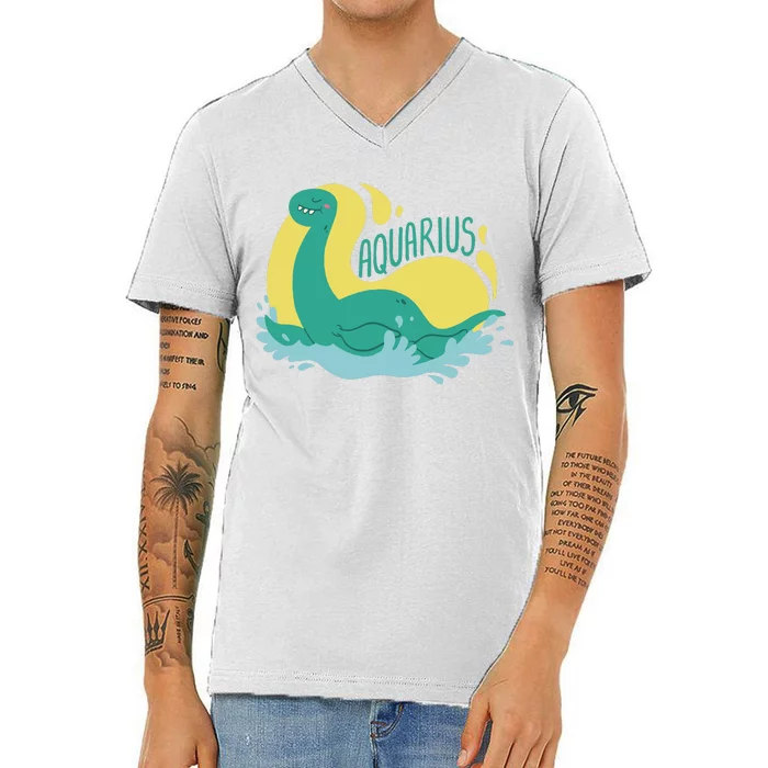 Aquarius Dinosaur V-Neck T-Shirt