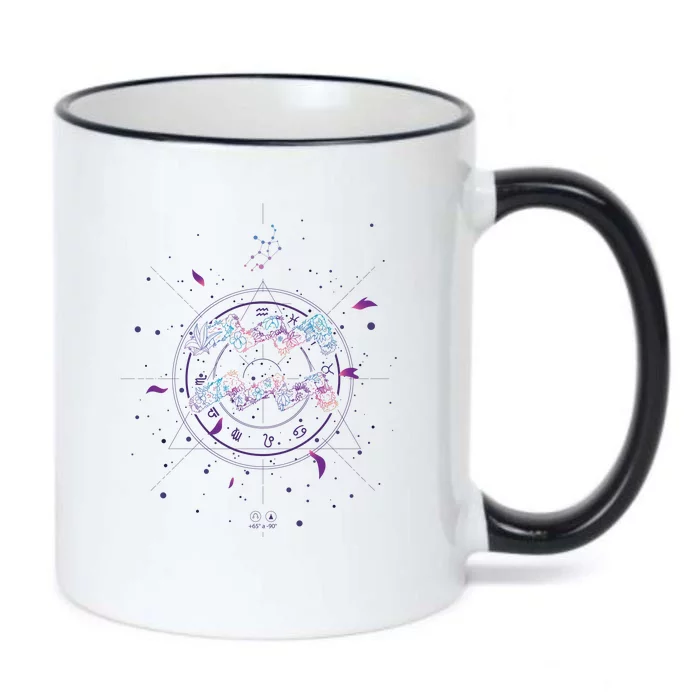 Aquarius Floral Zodiac Black Color Changing Mug