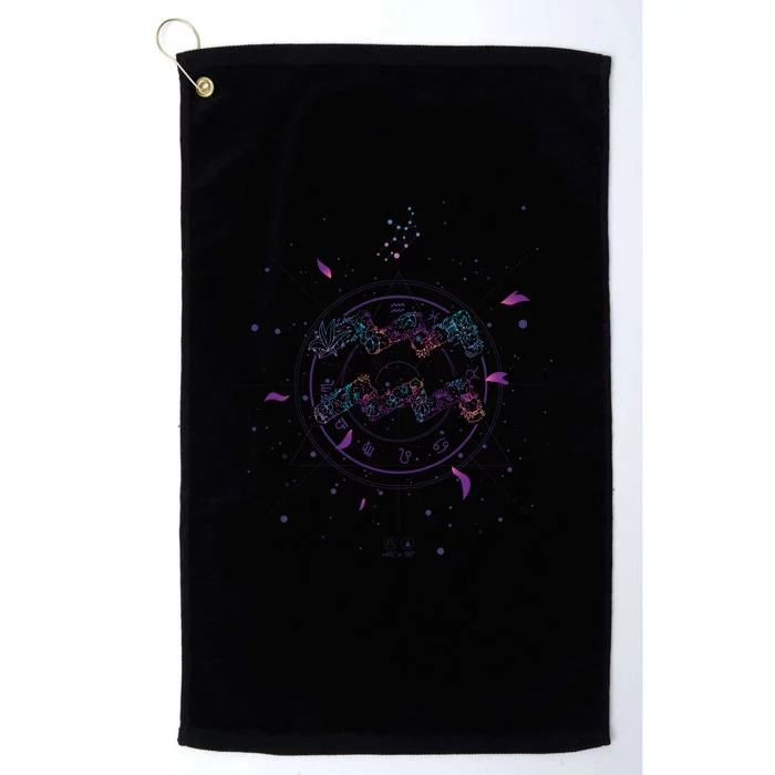 Aquarius Floral Zodiac Platinum Collection Golf Towel