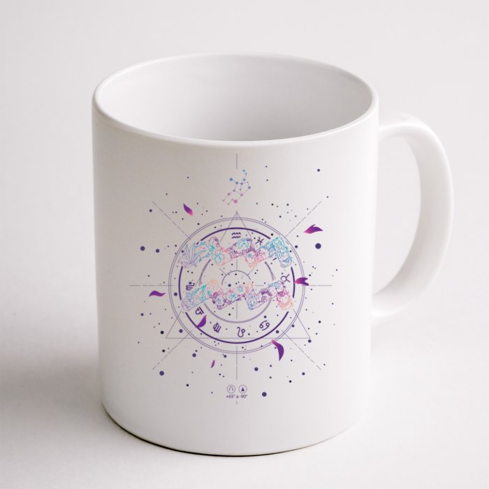 Aquarius Floral Zodiac Front & Back Coffee Mug