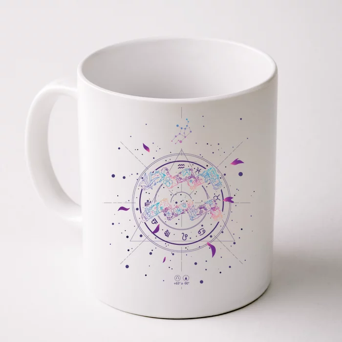 Aquarius Floral Zodiac Front & Back Coffee Mug