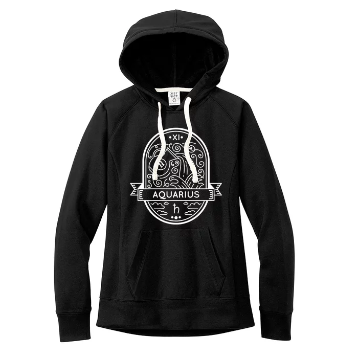 Aquarius Zodiac Symbol Design Women's Fleece Hoodie