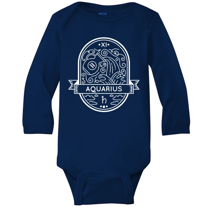 Aquarius Zodiac Symbol Design Baby Long Sleeve Bodysuit