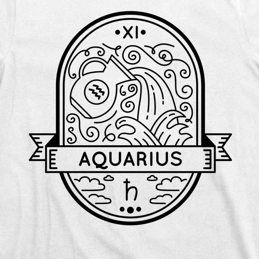 Aquarius Zodiac Symbol Design T-Shirt